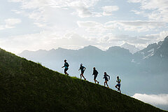 Fünf Trailrunner auf dem Weg zur Tschentenalp